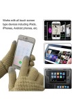 Set pălărie de iarnă, eșarfă și mănuși, interior din fleece cald și moale, eșarfă tricotată, bonetă și mănuși cu ecran tactil pentru femei, bej