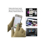 Set pălărie de iarnă, eșarfă și mănuși, interior din fleece cald și moale, eșarfă tricotată, bonetă și mănuși cu ecran tactil pentru femei, bej