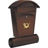Cutie Poștală VOREL Maro 480x280x80 mm, Suport Ziar, Oțel Zincat, Ușă cu &Icirc;ncuietoare + 2 Chei, Orificii Montare