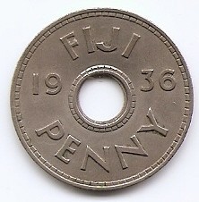 Fiji 1 Penny 1936 - George V, Cupru-nichel, 26 mm, KM-2