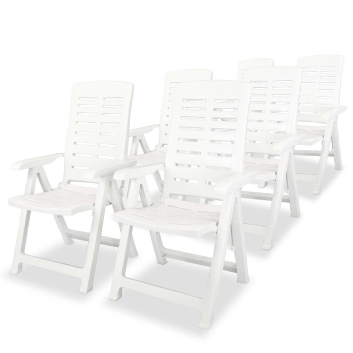 Gossi scaune de gradina rabatabile, 6 buc., alb, plastic