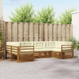 vidaXL Seturi de canapele 6 pcs Natural și Crem Lemn Solid de Acacia 3374000