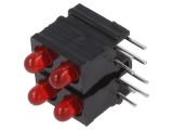 LED Roșu 2.8mm 4 Diode 20mA 60&deg;