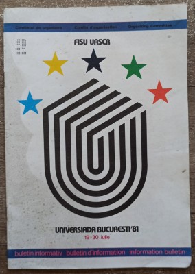 Buletin Informativ Universiada Bucuresti 1981 foto