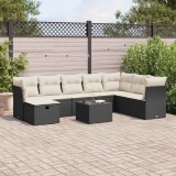 Cumpara ieftin Set mobilier de grădină cu perne, 9 piese, negru, poliratan