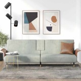 vidaXL Canapea extensibilă cu suporturi de pahar, gri deschis, catifea 351850
