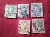 Serie mica Belgia 1869 , Leopold II , 5 valori stampilate : 10c ,10c ,20c , 25c , 50c