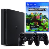 Cumpara ieftin Consola Sony PlayStation 4 SLIM PS4 1TB + 2 Controllere + Minecraft Second-Hand SH