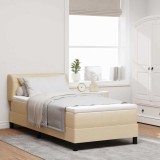 Cumpara ieftin Pat cu arcuri cu headboard Crem 90 x 200 cm tesatura