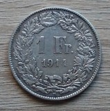 Moneda argint 1 franc 1914 Elveția, Europa