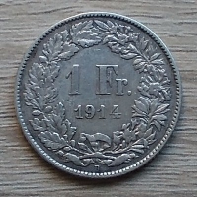 Moneda argint 1 franc 1914 Elveția foto