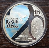 (A601) MONEDA ARGINT TUVALU - 1 DOLLAR 2009, CADEREA ZIDULUI BERLINULUI, RARA, Australia si Oceania