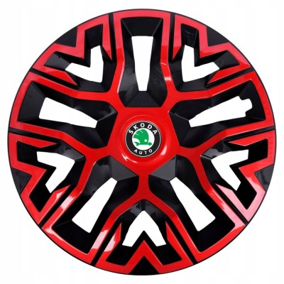 Set 4 Capace Roti 15 inchi (R15), Best Rosu-Negru, Compatibile Cu Skoda foto