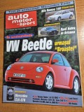 revista auto motor si sport februarie 1998 - vw beetle , opel astra,alfa romeo , daewoo nubira,tico ,mercedes,alfa romeo156,bmw schalber , formula 1