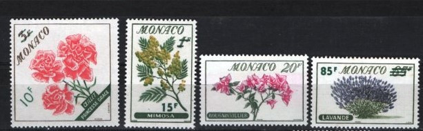 MONACO 1959 - FLORI DE CAMP. TIMBRE NESTAMPILATE, MT8