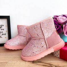 Cizme imblanite roz ugg cu sclipici pt fete 28 cod 0910 foto