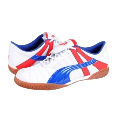 Ghete fotbal sala Puma Veloz II, white-limoges-red, 46
