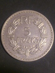 5 francs franci 1935 , Franta , stare UNC/BU (poze). Discount conform descriere [10 - 20 %. Vezi descrierea.].
