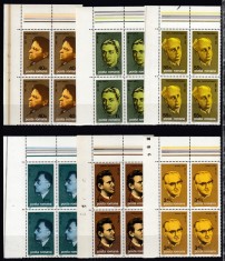ROMANIA 1981 LP 1042 COMPOZITORI SI MUZICIENI ROMANI SERIA IN BLOC DE 4 TIMBRE COLT DE COALA STARE MNH