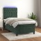 vidaXL Pat continental cu saltea și LED verde &icirc;nchis 80x200 cm catifea 3136272