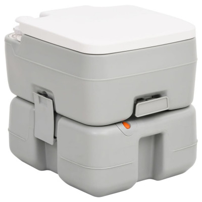 vidaXL Toaletă portabilă de camping, gri și alb, 15+10 L, HDPE foto