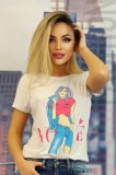 K298RR-2 Tricou cu maneca scurta si imprimeu feminin
