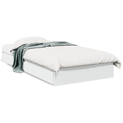 vidaXL Cadru de pat cu sertare, alb, 90x200 cm, lemn prelucrat 3280678 foto