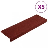 VidaXL Covorașe scări, 5 buc., roșu bordeaux 65x21x4 cm cusătură punch