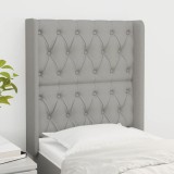 VidaXL Tăblie de pat cu aripioare gri deschis 83x16x118/128 cm textil 3119890