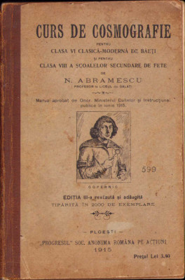 HST 273SP Curs de cosmografie 1915 Abramescu manual școlar foto