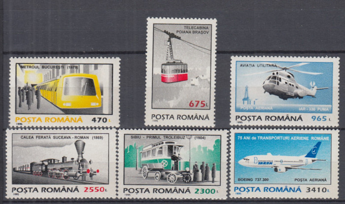 ROMANIA 1995 LP 1379 MIJLOACE DE TRANSPORT UZUALE SERIE MNH