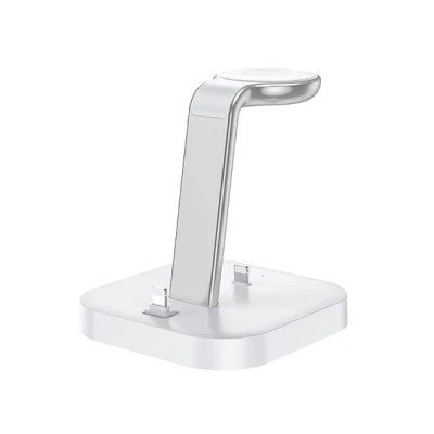 Statie de incarcare wireless 3 in 1 si suport pentru telefon Fast Charger Hoco CW43, Compatibila Apple Watch foto
