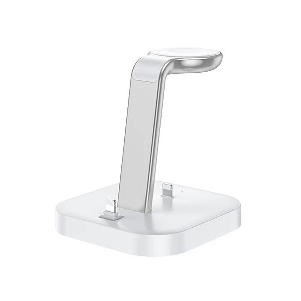 Statie de incarcare wireless 3 in 1 si suport pentru telefon Fast Charger Hoco CW43, Compatibila Apple Watch