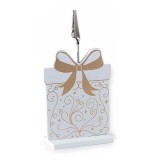 Memo clip Craciun Cadou lemn maro alb 7,5 x 3,5 x 9,5 H