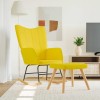 VidaXL Scaun balansoar cu taburet, galben muștar, textil 328025