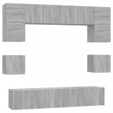 Set dulap TV, 8 piese, gri sonoma, lemn prelucrat