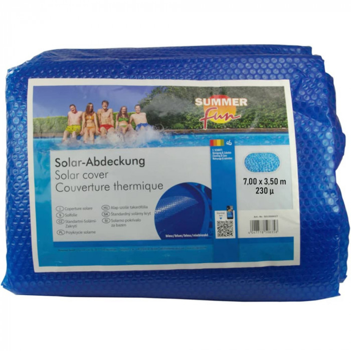 Summer Fun Prelata piscina solara de vara albastru 700x350 cm PE oval GartenMobel Dekor