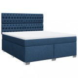 Cumpara ieftin Pat box spring cu saltea, albastru, 180x200 cm, material textil
