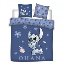 Lenjerie de pat dubla, Disney Lilo and Stitch Ohana , 3 Piese, 2 Fete, 240A 220cm, 65x65 cm, 100% Bumbac foto