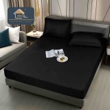 Cumpara ieftin Husa de Pat Impermeabila cu Elastic si 2 Fete de Perna 50x70cm,160 180x200cm, Neagra-D125