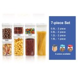 Set 7 cutii de depozitare alimente, condimente, diferite dimensiuni, Flippy, Transparente-albe