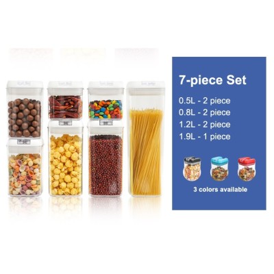 Set 7 cutii de depozitare alimente, condimente, diferite dimensiuni, Flippy, Transparente-albe foto