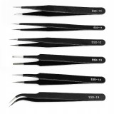 Cumpara ieftin Set 6 pensete de precizie, antistatice, otel inoxidabil, negru