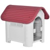 PawHut Cușcă pentru c&acirc;ini exterior și interior ușă dublă din metal și ventilație multiplă 59 x 75 x 66 cm roșu | Aosom Romania