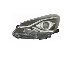 Far Toyota Yaris, 05.2017-12.2020, montare fata, stanga, cu lentile; cu lumini de zi tip LED; HiR2+LED+WY21W; electric; fara motor; halogen, DEPO