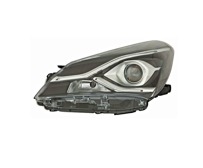 Far Toyota Yaris, 05.2017-12.2020, montare fata, stanga, cu lentile; cu lumini de zi tip LED; HiR2+LED+WY21W; electric; fara motor; halogen, DEPO
