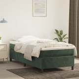 VidaXL Pat box spring cu saltea, verde &icirc;nchis, 80x200 cm, catifea