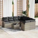 Cumpara ieftin Set de canapele pentru grădină cu pernă 9 pcs Gri deschis