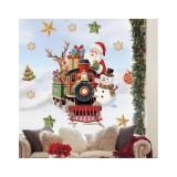 Cumpara ieftin Sticker/Autocolant Craciun cu Mos Craciun si Trenuletul 40x42cm - 137281