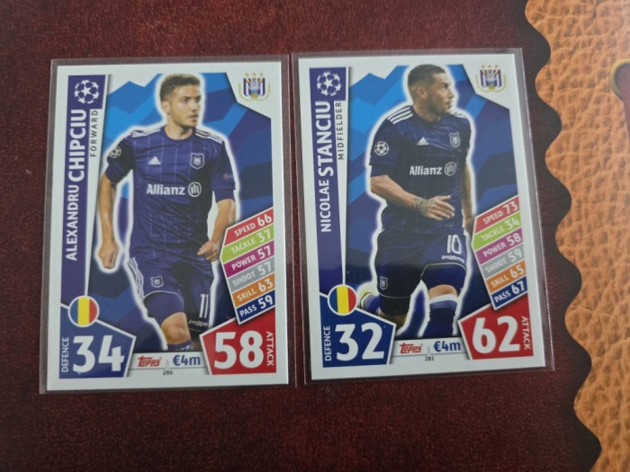 Set doua cartonase Chipciu si Nicu Stanciu la Anderlecht 2017-2018